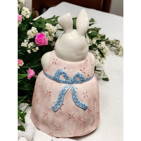 Fitz and Floyd Mother Rabbit Cookie Jar in Original Box 2003 Easter Spring - Picture 3 of 9
